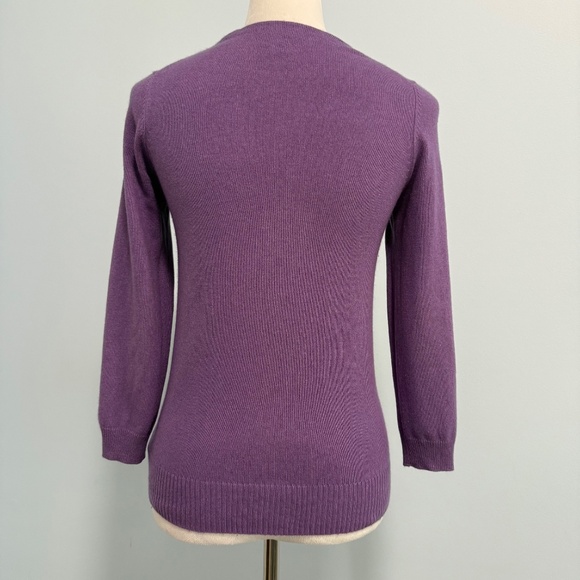 White+Warren Women’s Cashmere/Silk Button Pockets Purple Cardigan Pullover Sz S - Picture 3 of 7